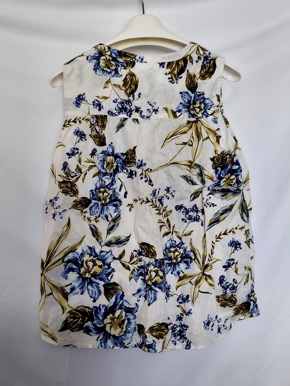 Joie Sleeveless Floral Button-Front Camisole - Blue/Cream/Green - Picture 5 of 7